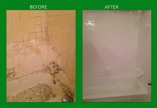 Before and After of White Tiled Bathroom — Bathroom Resurfacing in Fraser, MI