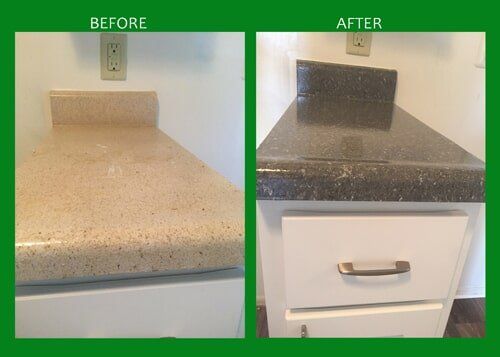 Before and After of Marble Shelf — Bathroom Resurfacing in Fraser, MI