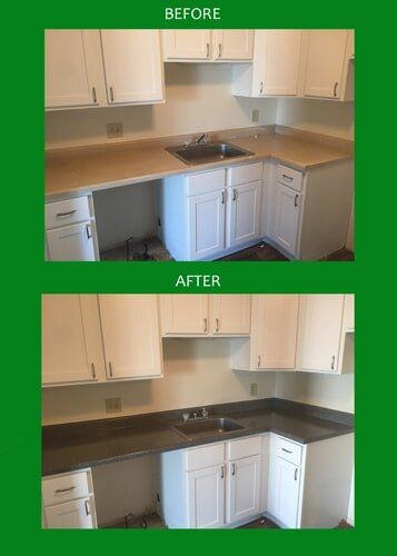 Before and After of Kitchen Cabinets — Bathroom Resurfacing in Fraser, MI