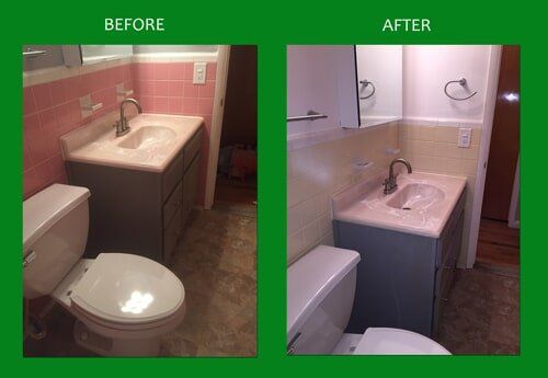 Before and After of Sink — Bathroom Resurfacing in Fraser, MI
