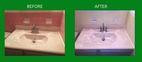 Before and After of White Sink — Bathroom Resurfacing in Fraser, MI