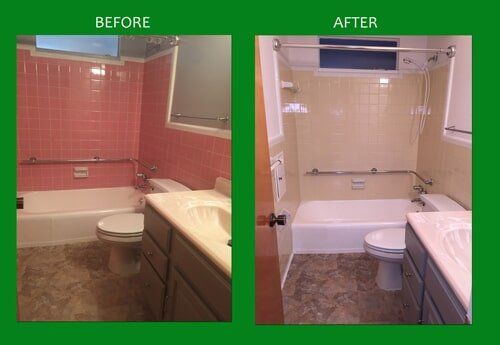 Before and After of Beige Bathroom Walls — Bathroom Resurfacing in Fraser, MI