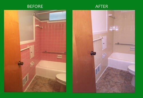 Before and After of Beige Bathroom — Bathroom Resurfacing in Fraser, MI