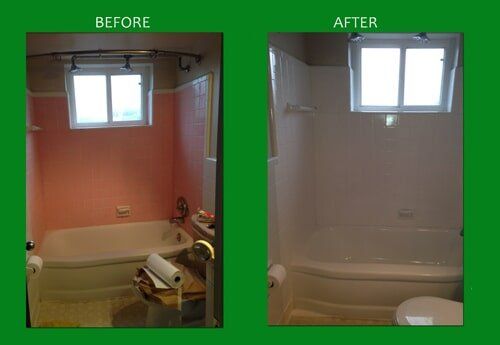 Before and After of White Tiled Bathroom — Bathroom Resurfacing in Fraser, MI
